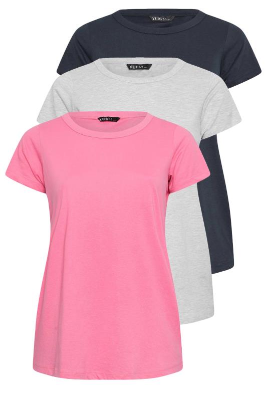 3 PACK Pink & Grey Essential T-Shirts | Yours Clothing 8