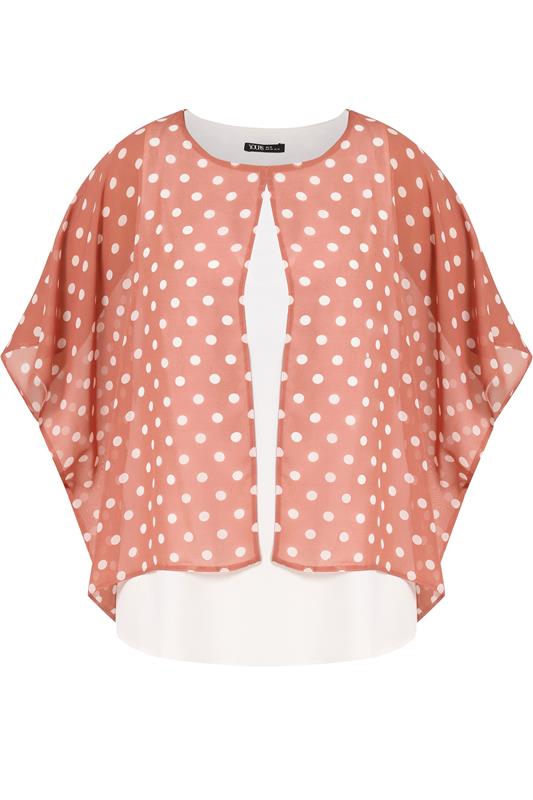 YOURS Plus Size Pink Polka Dot Double Layer Top | Yours Clothing 5