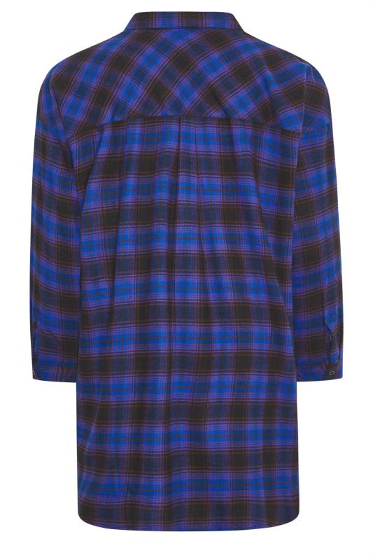 YOURS Plus Size Blue Check Print Oversized Shirt | Yours Clothing 7