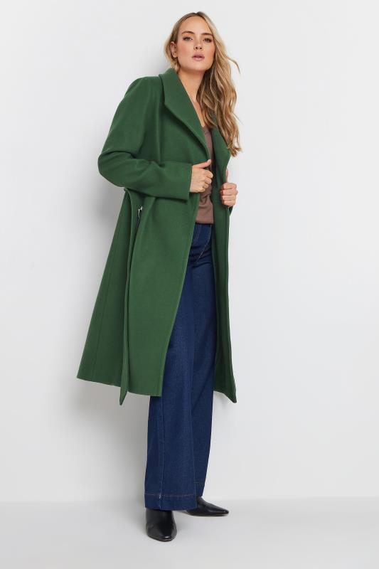 LTS Tall Dark Green Belted Wrap Formal Coat | Long Tall Sally 3