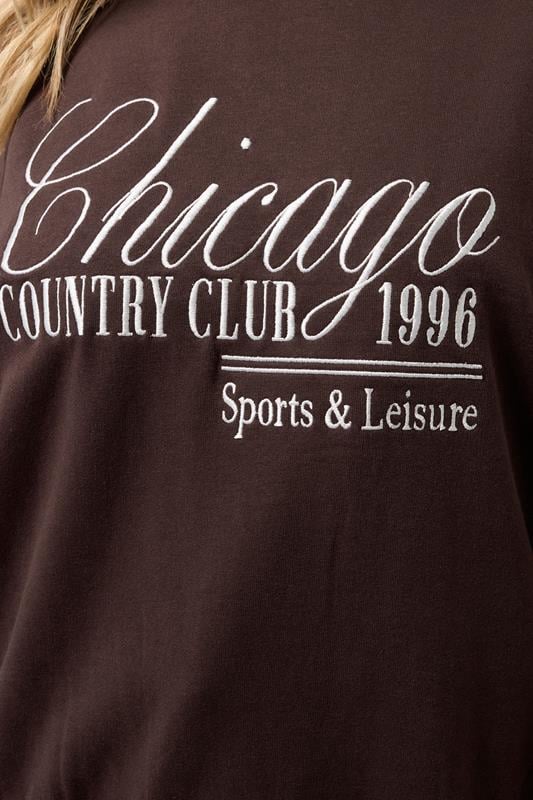 YOURS Plus Size Brown 'Chicago' Slogan Sweatshirt | Yours Clothing  4