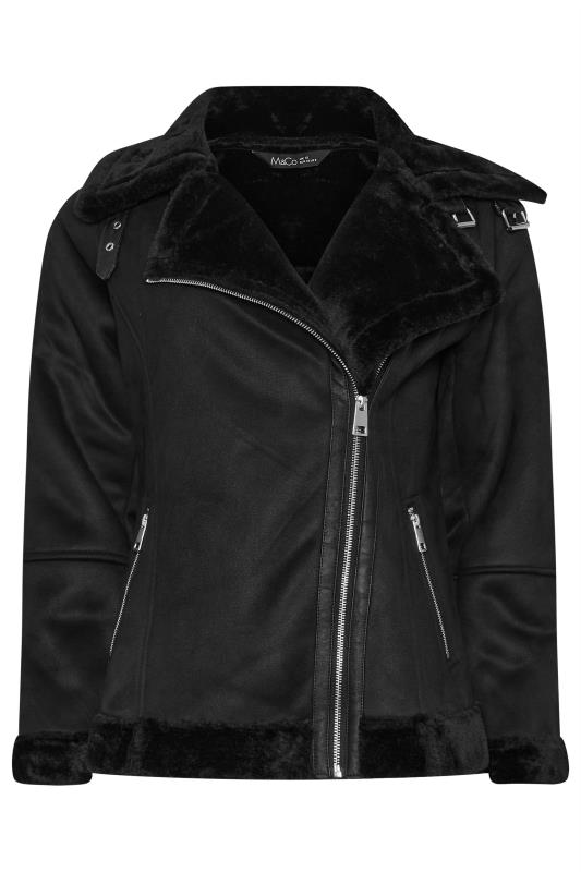 M&Co Black Faux Fur Lined Aviator Jacket | M&Co 5