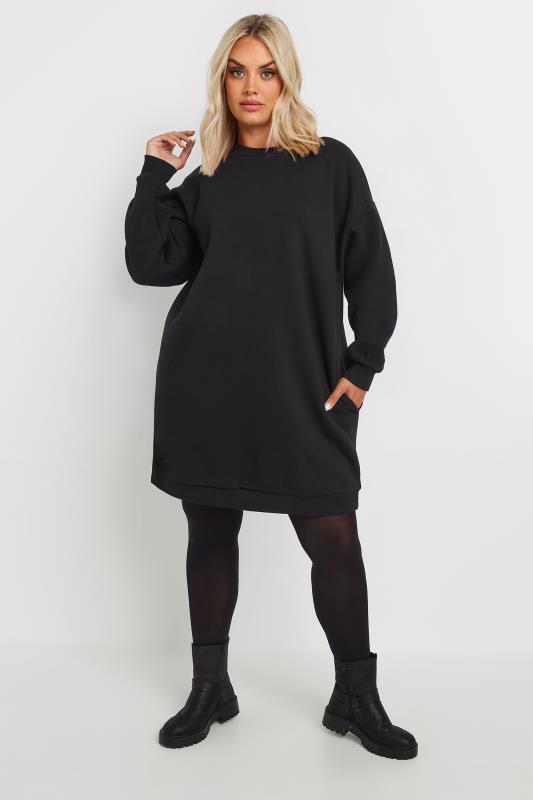 YOURS Plus Size Black Sweatshirt Dress | Yours Clothing 2