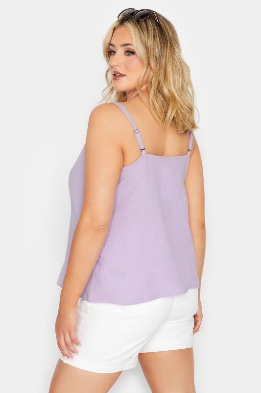 YOURS Plus Size Lilac Purple Button Cami Top | Yours Clothing 4