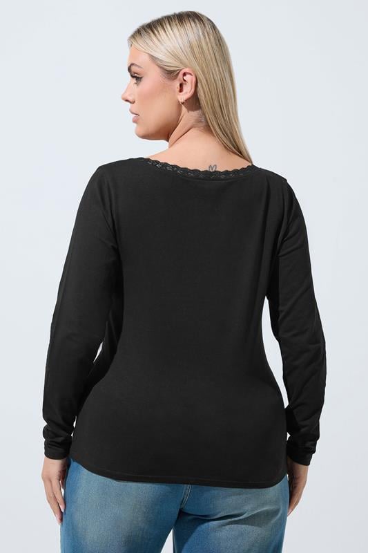 LIMITED COLLECTION Black Lace Trim Long Sleeve Top 4