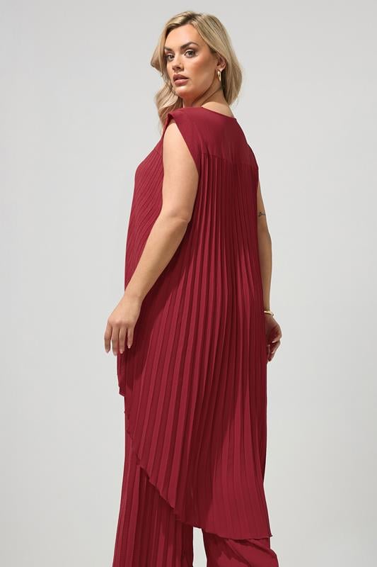 YOURS LONDON Plus Size Red Pleated Top | Yours Clothing 2