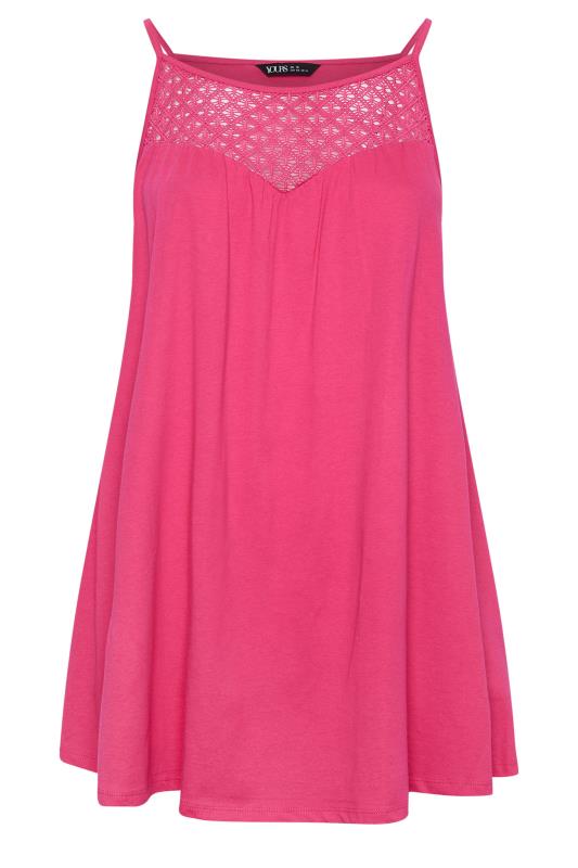 YOURS Curve Plus Size Pink Crochet Vest Top | Yours Clothing  5