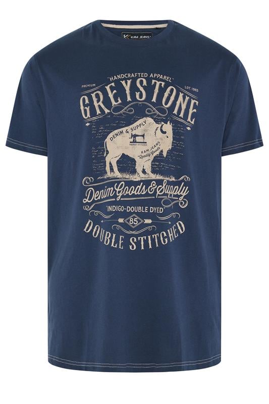 KAM Big & Tall Navy Blue 'Greystone' Graphic Print T-Shirt | BadRhino 1