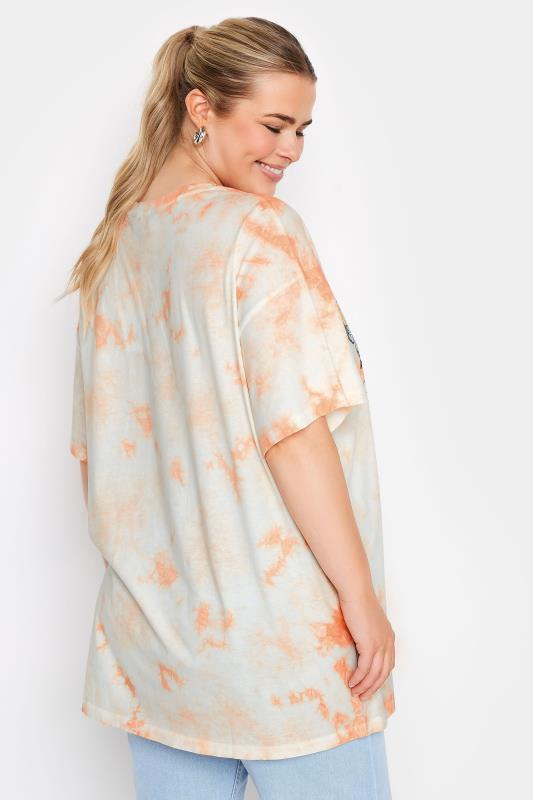 YOURS Plus Size Orange 'Sunshine' Print Tie Dye T-Shirt | Yours Clothing 4