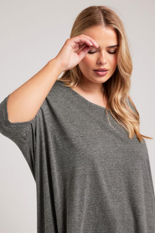 YOURS LONDON Plus Size Grey Dipped Hem Longline Tunic | Yours Clothing 5