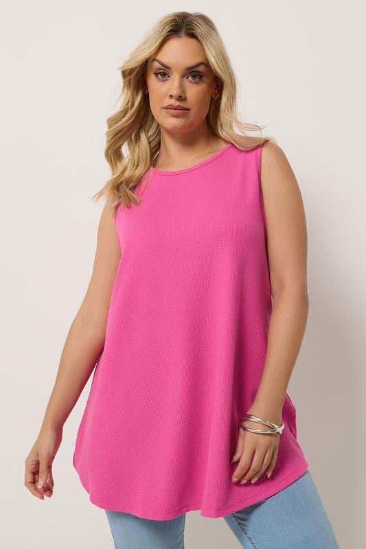  YOURS Curve Pink Soft Touch Ribbed Swing Top