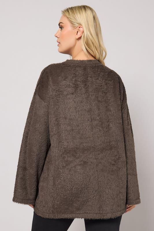 YOURS Plus Size Chocolate Brown Fluffy Knit Jumper | Yours Clothing 4