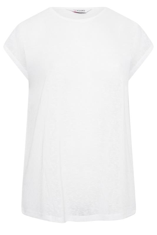 YOURS Curve Plus Size White Linen Look T-Shirt | Yours Clothing  5