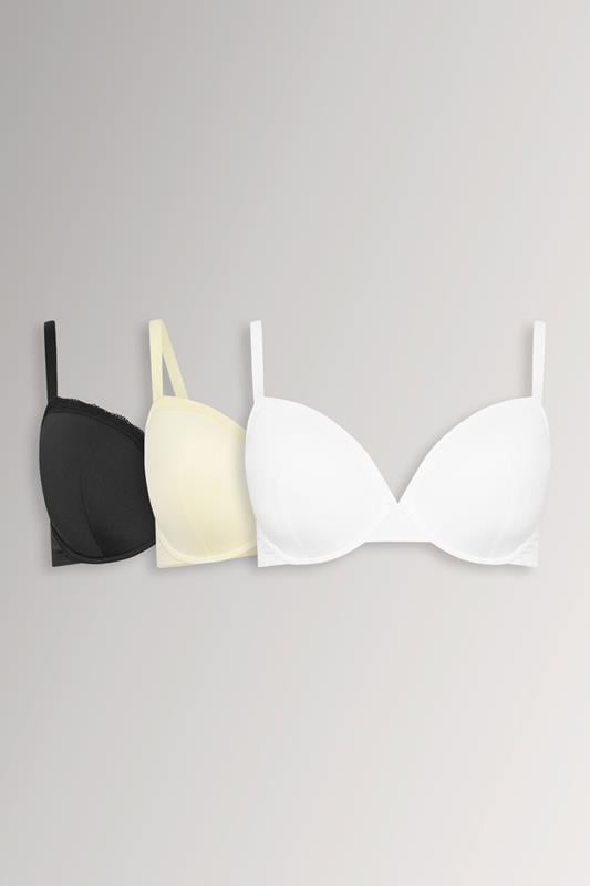 YOURSET 3 PACK Curve Black & Yellow Moulded Underwired T-Shirt Bras