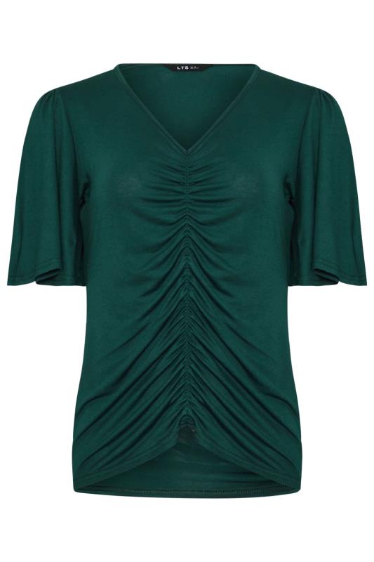 LTS Tall Women's Dark Green Angel Sleeve Ruched Top | Long Tall Sally 6