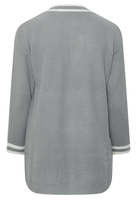 YOURS Plus Size Grey Contrast Edge Cardigan | Yours Clothing 2