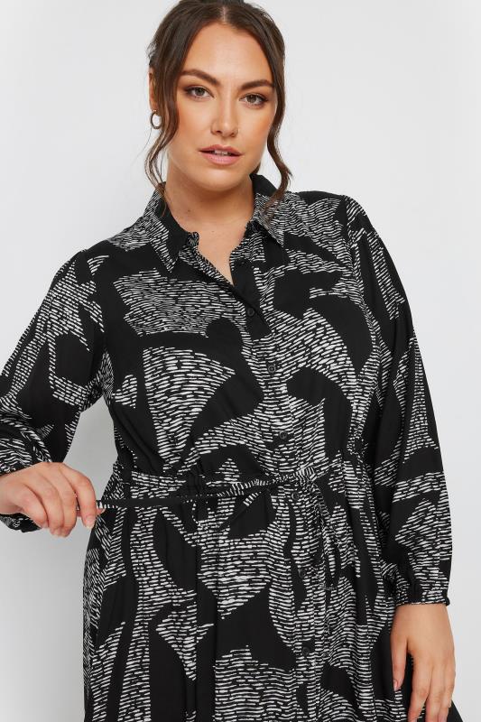 YOURS Plus Size Black Abstract Print Shirt Dress | Yours Clothing 5