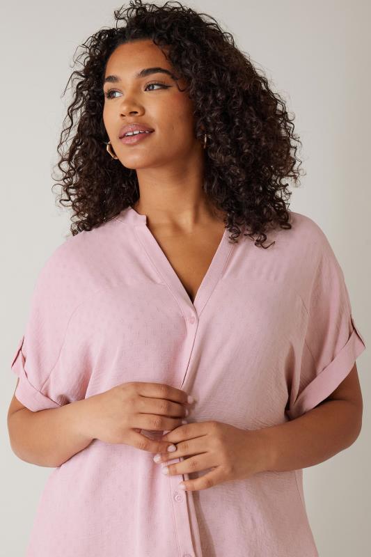 EVANS Plus Size Baby Pink Short Sleeve Blouse | Evans 4