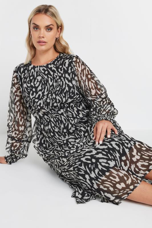 YOURS Plus Size Black Leopard Print Chiffon Midaxi Dress | Yours Clothing  2