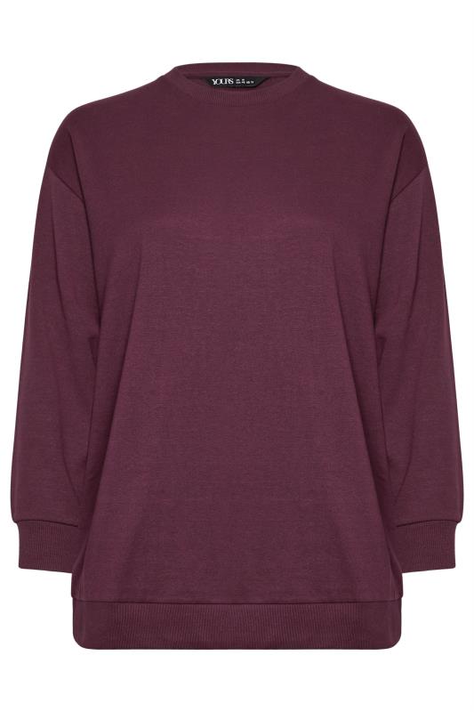 YOURS Plus Size Burgundy Red Crew Neck Sweatshirt | Yours Clothing 5