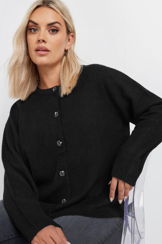 YOURS Plus Size Black Button Through Cardigan | Yours Clothing 5