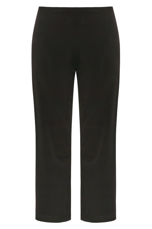 Plus Size Black Pull On Ribbed Bootcut Stretch Trousers  | Yours Clothing 6