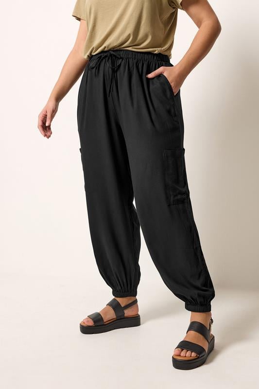  YOURS Curve Black Cargo Balloon Trousers