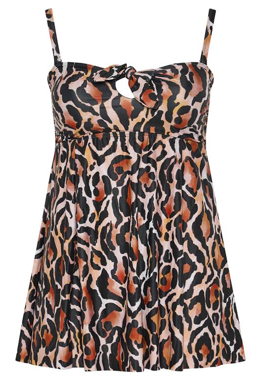 YOURS Plus Size Brown Leopard Print Tankini Top | Yours Clothing 8