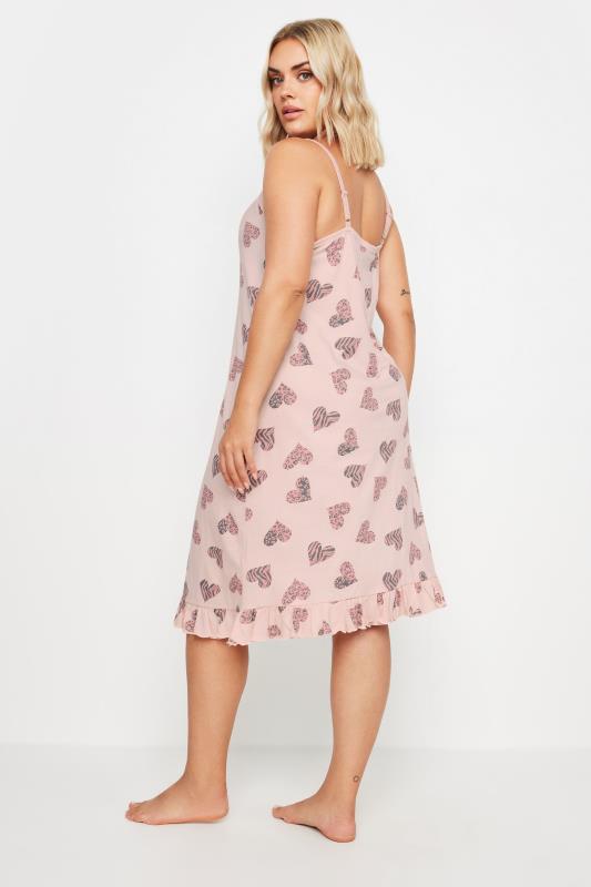 YOURS Plus Size Pink Heart Print Chemise Nightdress | Yours Clothing 4