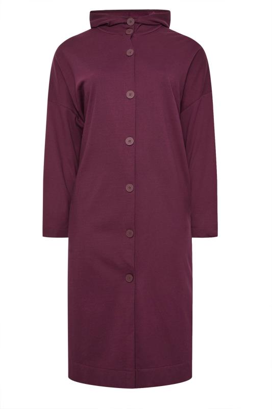 YOURS Plus Size Burgundy Red Hooded Maxi Jacket | Yours Clothing 5