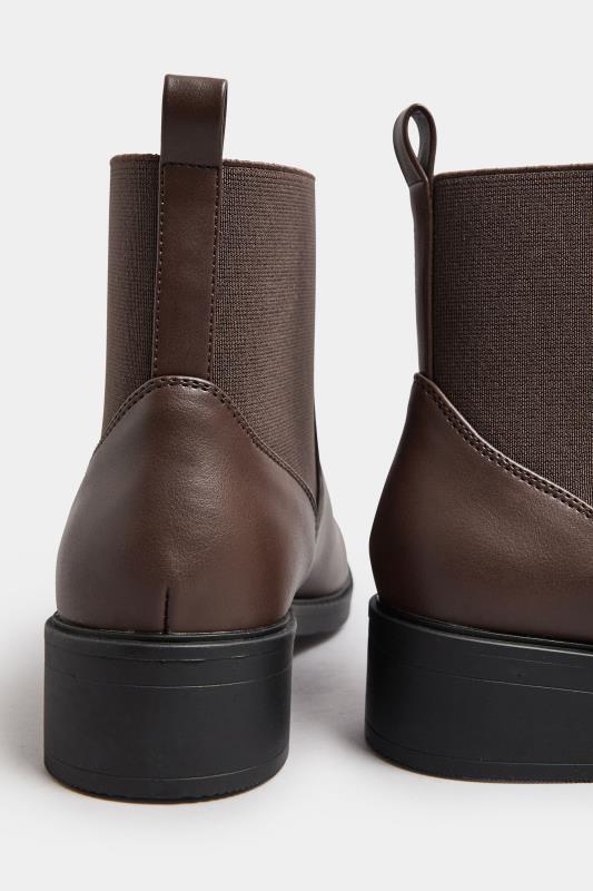 Brown Faux Leather Elasticated Chelsea Boots In Wide E Fit | Yours Clothing 4