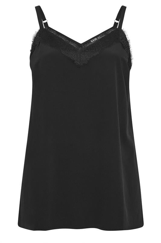 YOURS Plus Size Black Lace Insert Cami Vest Top | Yours Clothing 5
