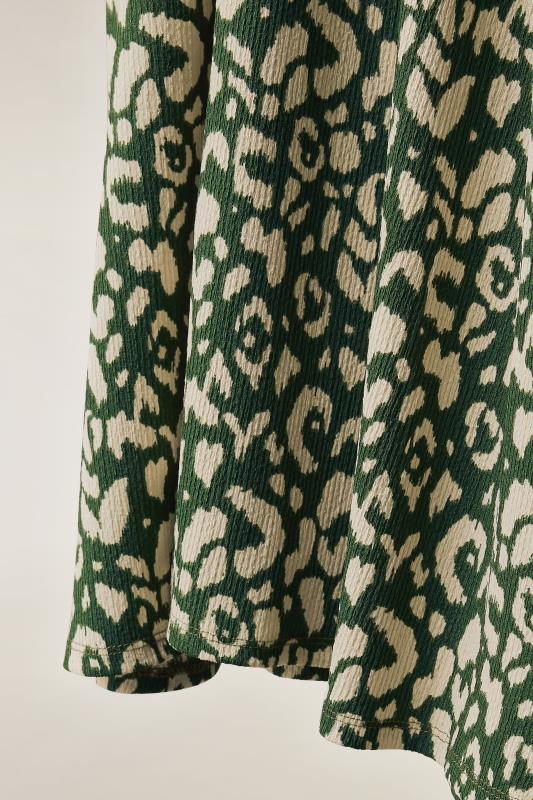 EVANS Curve Khaki Green Leopard Print Tie Waist Midi Dress | Evans  7