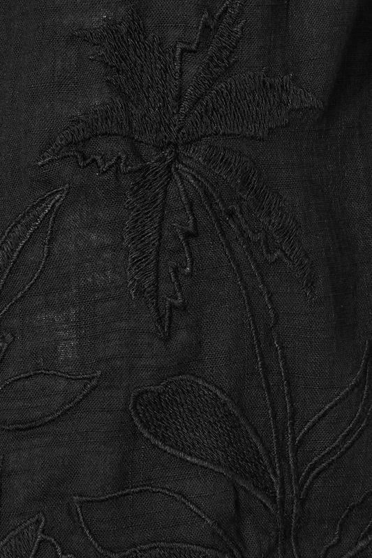 LTS Tall Black Cotton Embroidered Hemline Shorts | Long Tall Sally 6