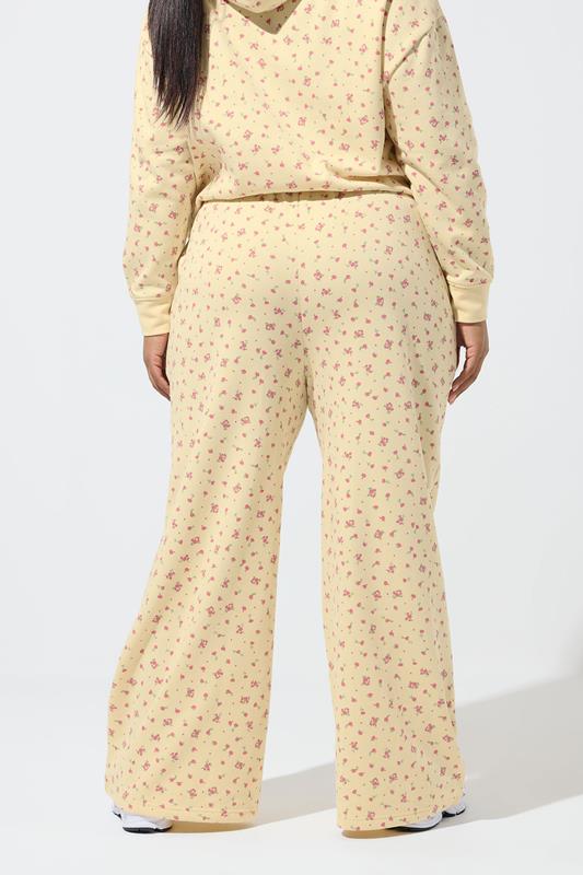 LIMITED COLLECTION Plus Size Yellow Ditsy Floral Straight Leg Joggers | Yours Clothing 2