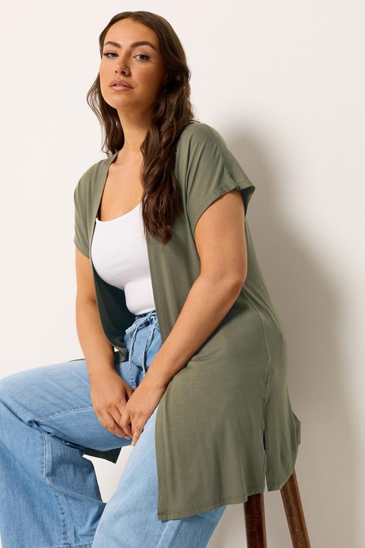  YOURS Curve Khaki Green Grown-On Sleeve Kimono