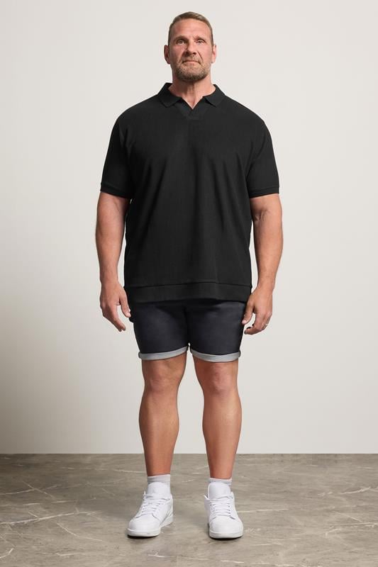 BadRhino Big & Tall Black Ribbed Trophy Polo | BadRhino 1