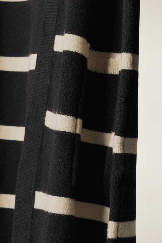 EVANS Plus Size Black & Ivory White Stripe Knitted Cardigan | Evans 7