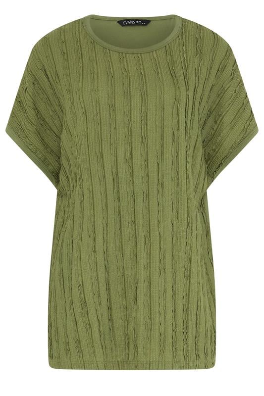 EVANS Plus Size Green Textured Front Top | Evans 1
