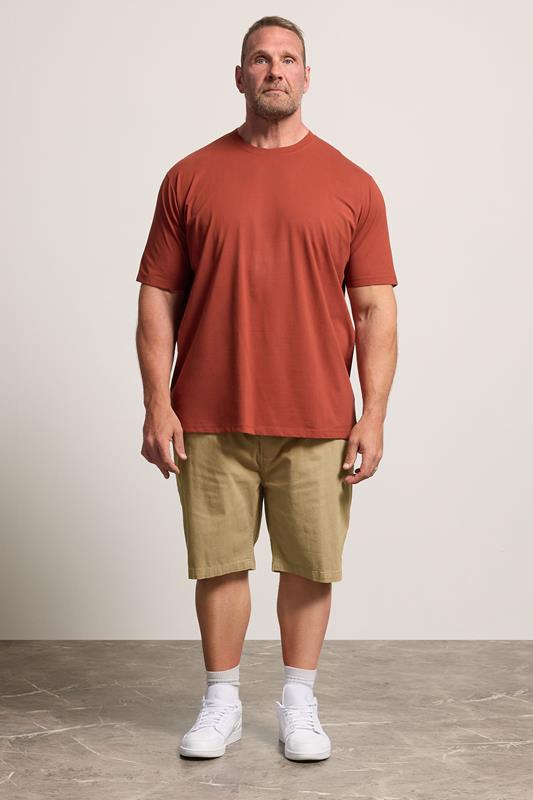 D555 Big & Tall Stone Brown Elasticated Stretch Shorts | BadRhino 1