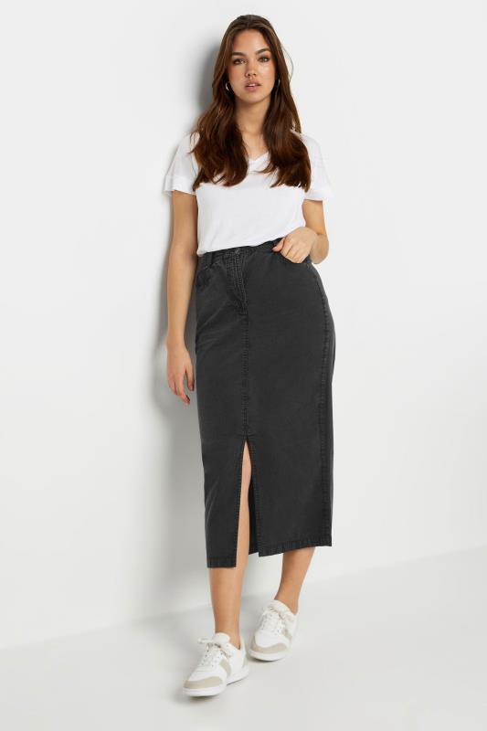 Tall  LTS Tall Black Acid Wash Midi Skirt