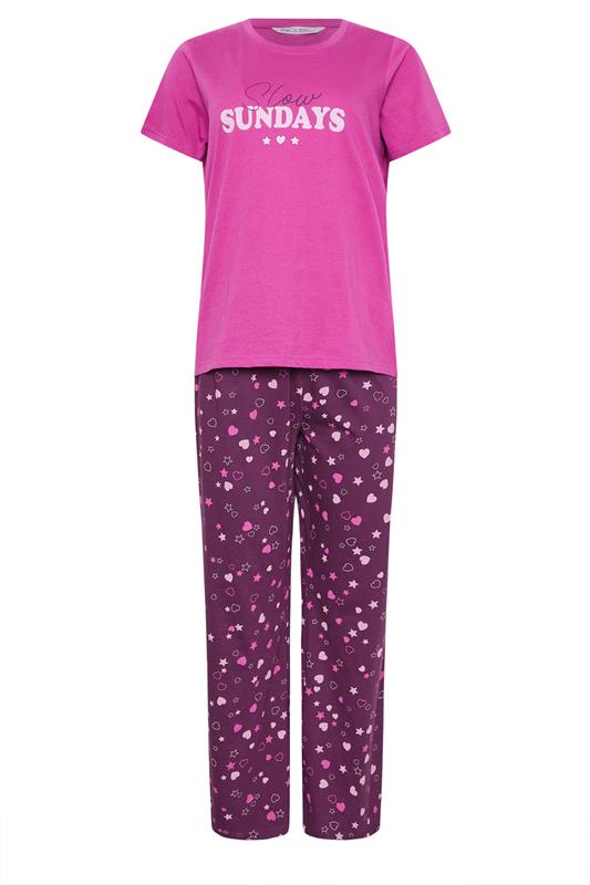 M&Co Pink 'Slow Sundays' Cotton Wide Leg Pyjama Set | M&Co 6