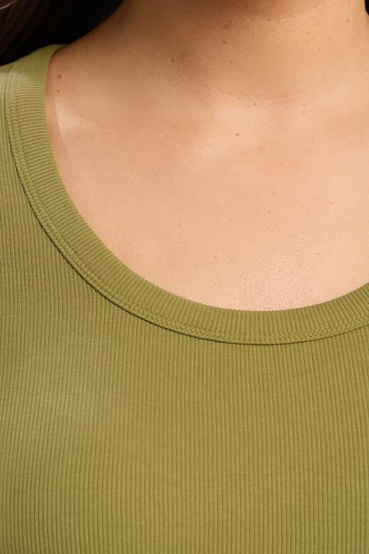 YOURS Plus Size Green Ribbed Scoop Neck Top | Yours Clothing 4