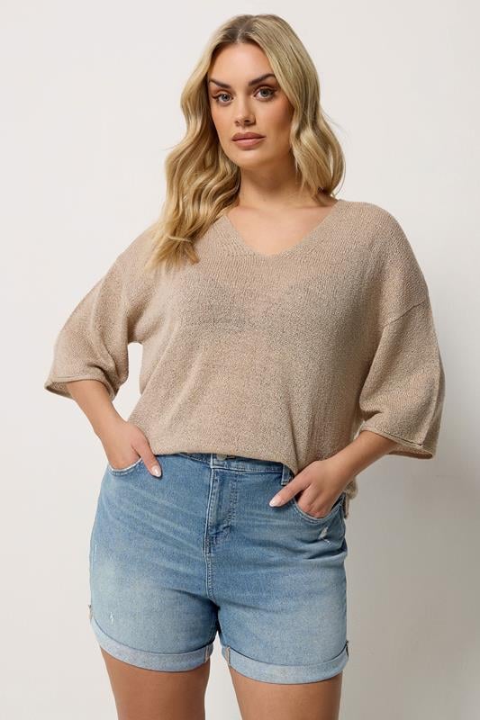  YOURS Curve Blue Denim Boyfriend Shorts