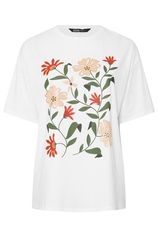YOURS Plus Size White Floral Print T-Shirt | Yours Clothing 5