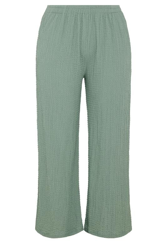 YOURS Plus Size Sage Green Bubble Textured Trousers | Yours Clothing 5