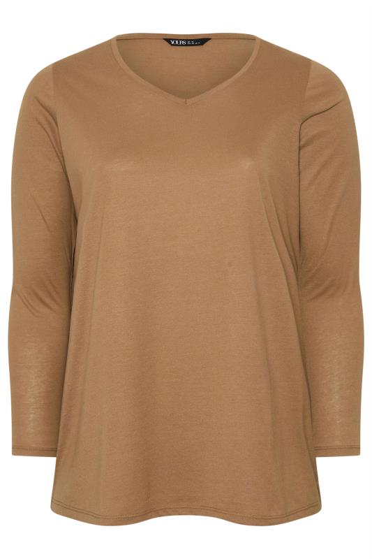 YOURS Plus Size Brown Core Long Sleeve T-Shirt | Yours Clothing  5