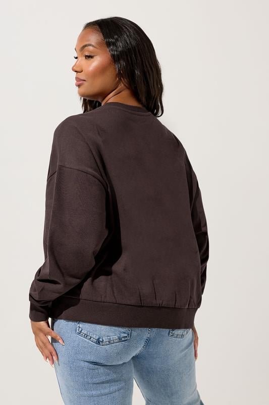 YOURS Plus Size Brown 'NYC' Check Sweatshirt | Yours Clothing 3