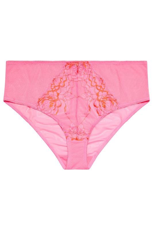 YOURS Plus Size Pink Floral Lace Mesh Full Briefs | Yours Clothing 5