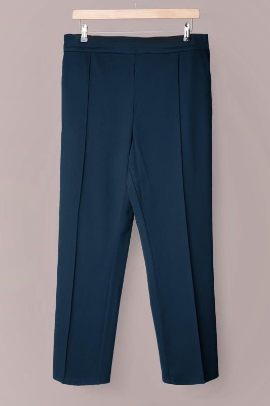 EVANS Plus Size Navy Blue Straight Leg Trousers | Evans  5
